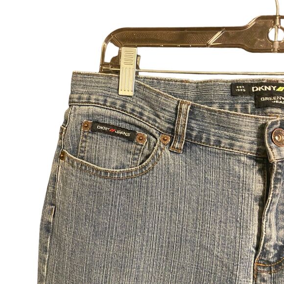 DKNY Jeans Women Greenwich Flared Leg Sz 10 Blue Cotton Blend Y2K Cowgirl Retro - Picture 9 of 9